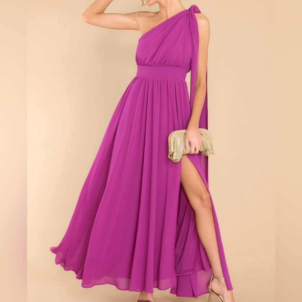 Berry One Shoulder Gown